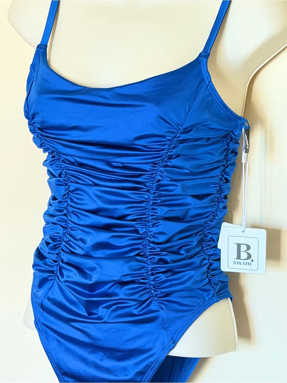 NWT Satin Tsunami Cobalt Sky Blue B swim Swimsuit Size Medium